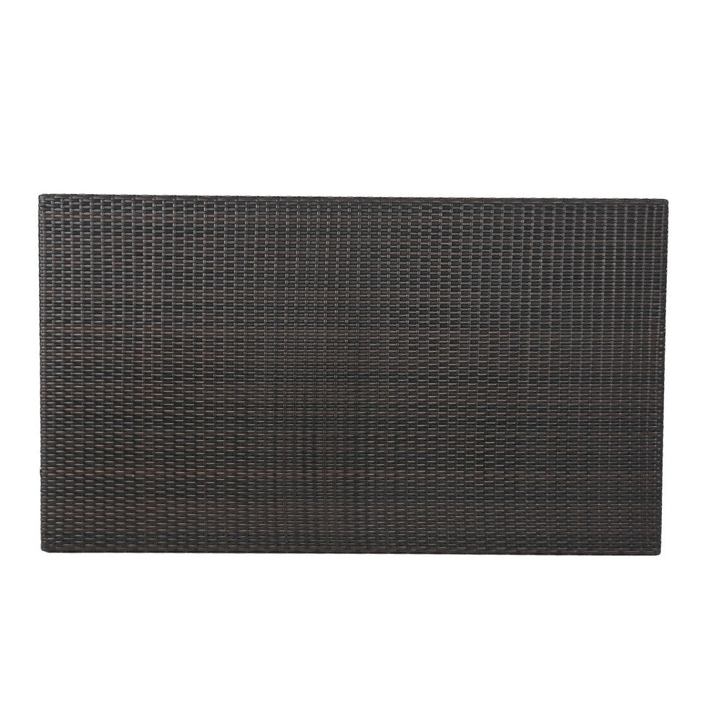 Sanie Outdoor Dining Table, 59 Inch Top, Iron Frame, Brown Resin Wicker -BM320554