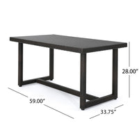 Sanie Outdoor Dining Table, 59 Inch Top, Iron Frame, Brown Resin Wicker -BM320554