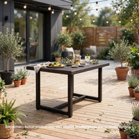 Sanie Outdoor Dining Table, 59 Inch Top, Iron Frame, Brown Resin Wicker -BM320554