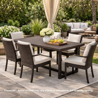Sanie Outdoor Dining Table, 59 Inch Top, Iron Frame, Brown Resin Wicker -BM320554