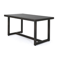 Sanie Outdoor Dining Table, 59 Inch Top, Iron Frame, Brown Resin Wicker -BM320554