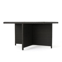 Perie Outdoor Dining Table, 48 Inch Dark Brown Rattan Square Top, Iron -BM320555