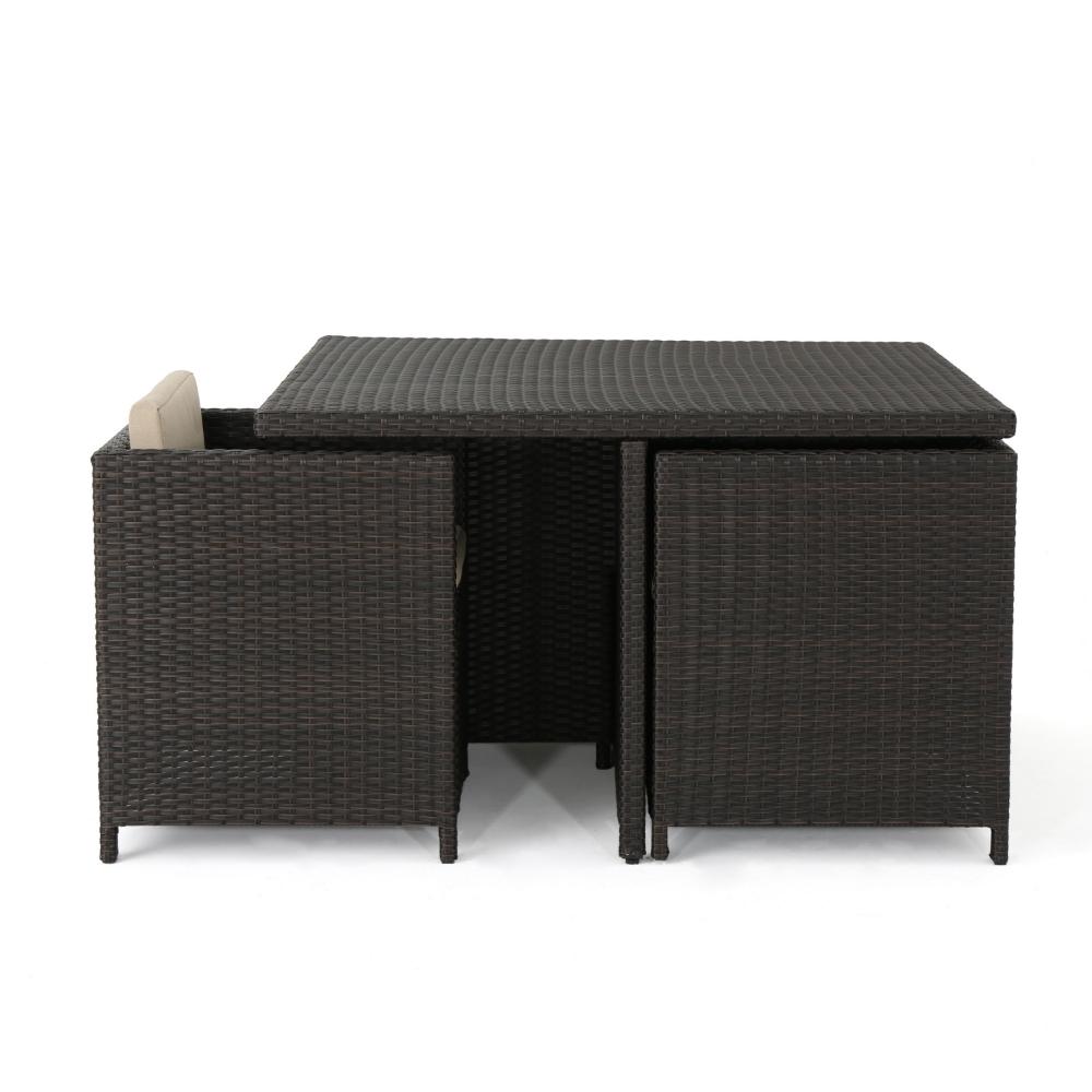 Perie Outdoor Dining Table, 48 Inch Dark Brown Rattan Square Top, Iron -BM320555