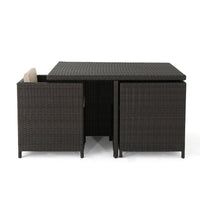 Perie Outdoor Dining Table, 48 Inch Dark Brown Rattan Square Top, Iron -BM320555