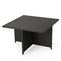 Perie Outdoor Dining Table, 48 Inch Dark Brown Rattan Square Top, Iron -BM320555