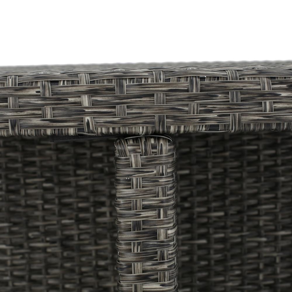 Perie Outdoor Dining Table, 48 Inch Square Black Rattan Wood, Iron Frame -BM320556