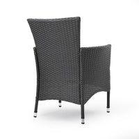 Marri Patio Dining Chair Set of 2, Ergonomic, Gray Wicker Design, Beige -BM320568