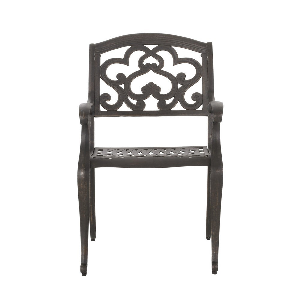 Serb Outdoor Dining Patio Chair Set of 2, Handcrafted Metal Copper Patina -BM320569