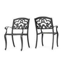Serb Outdoor Dining Patio Chair Set of 2, Handcrafted Metal Copper Patina -BM320569