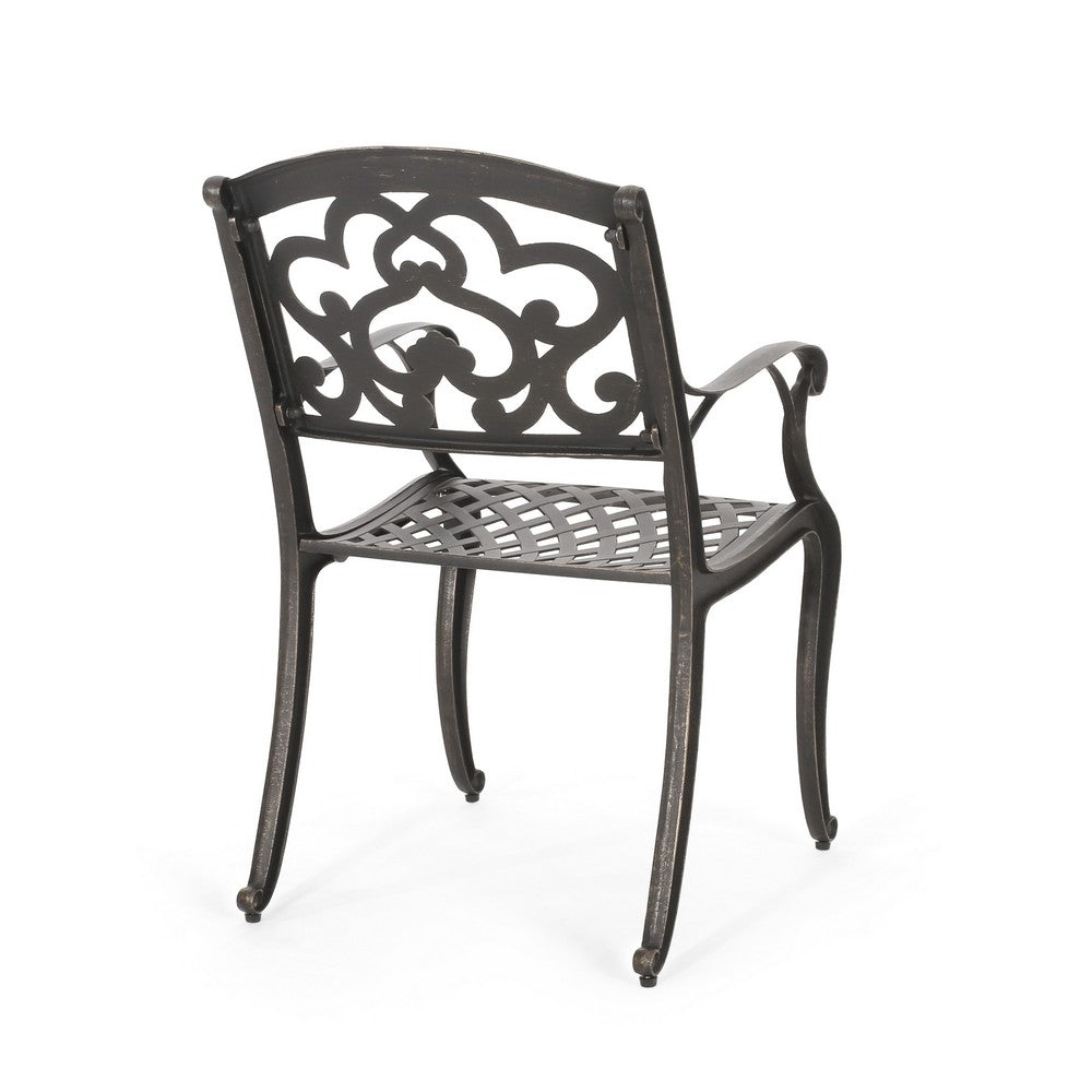 Serb Outdoor Dining Patio Chair Set of 2, Handcrafted Metal Copper Patina -BM320569