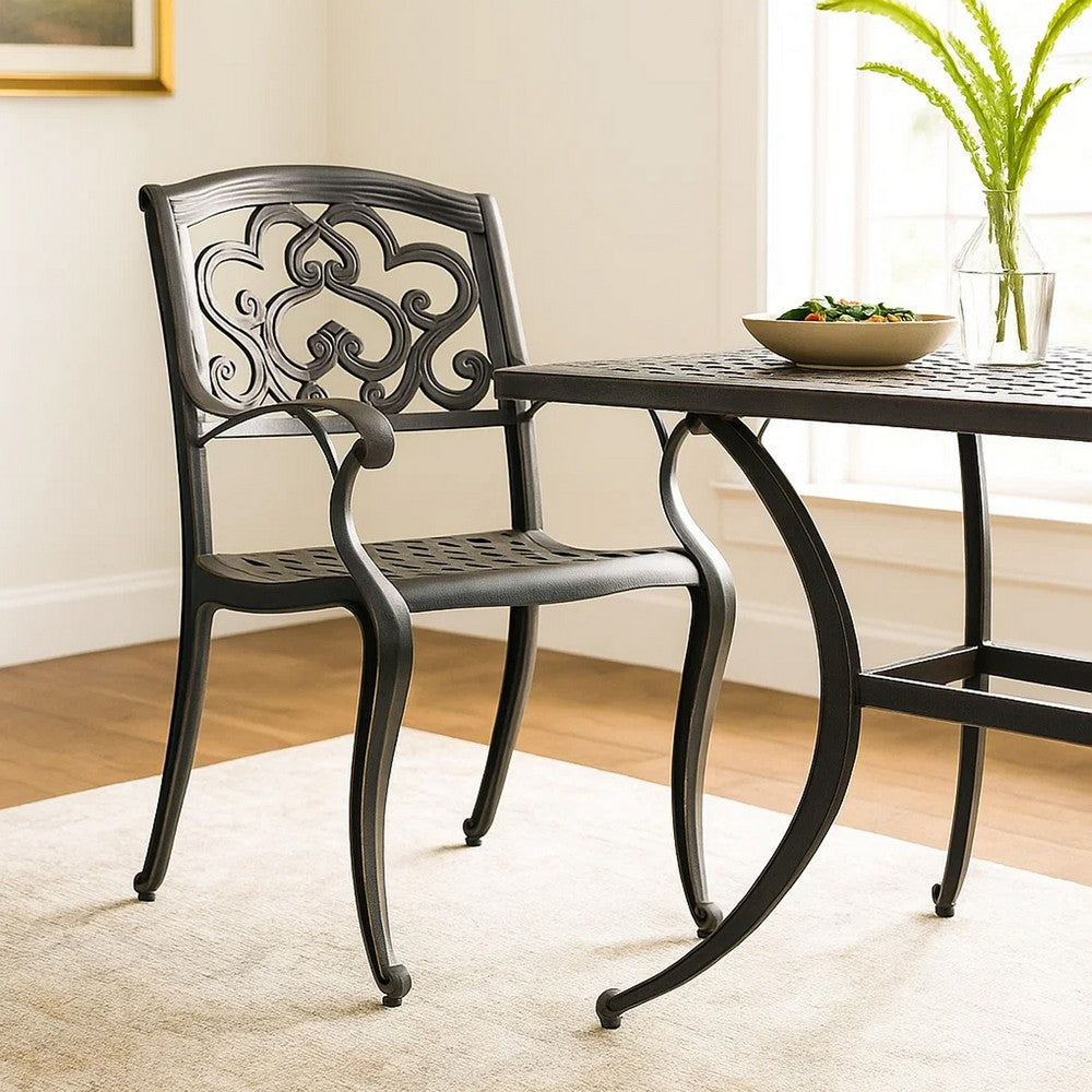 Serb Outdoor Dining Patio Chair Set of 2, Handcrafted Metal Copper Patina -BM320569