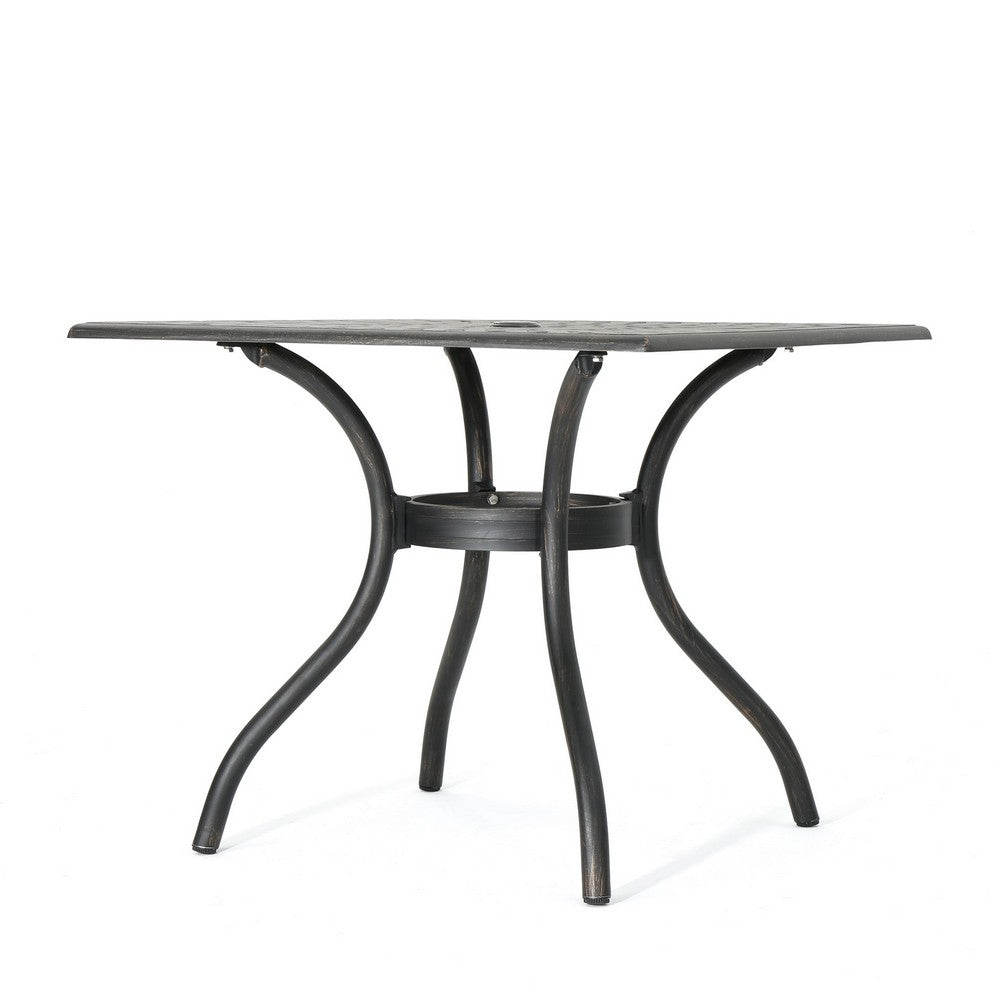Serb Outdoor Dining Table, 37 Inch Square, Handcrafted Copper Patina Finish -BM320570