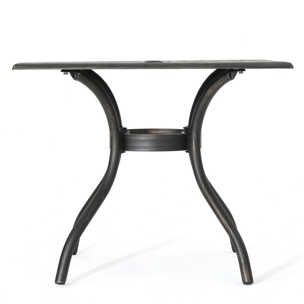 Serb Outdoor Dining Table, 37 Inch Square, Handcrafted Copper Patina Finish -BM320570