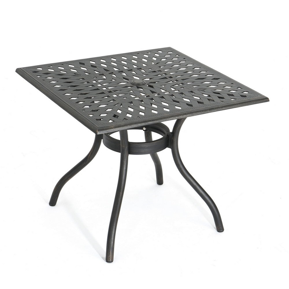 Serb Outdoor Dining Table, 37 Inch Square, Handcrafted Copper Patina Finish -BM320570