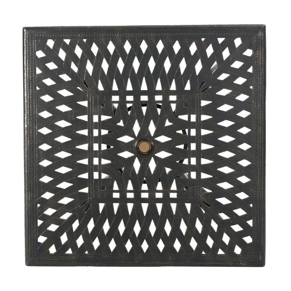 Serb Outdoor Dining Table, 37 Inch Square, Handcrafted Copper Patina Finish -BM320570