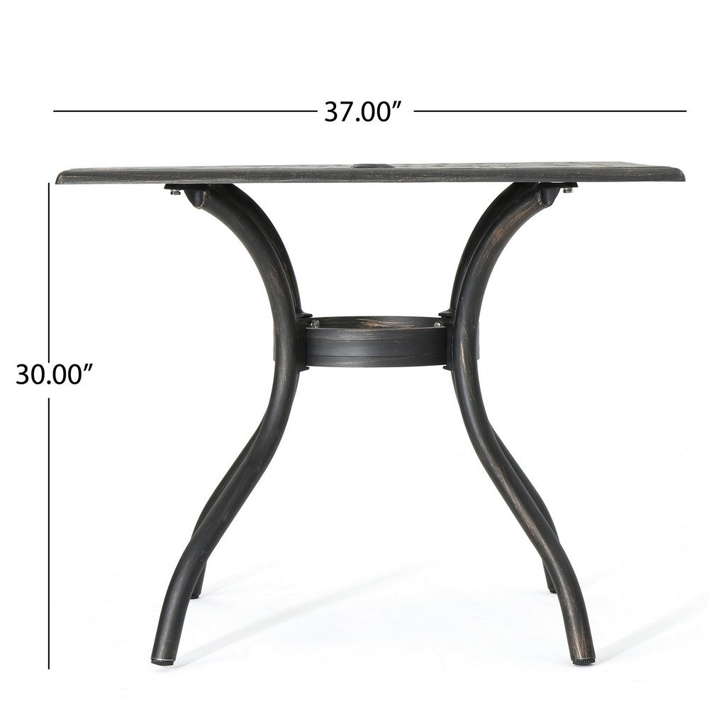 Serb Outdoor Dining Table, 37 Inch Square, Handcrafted Copper Patina Finish -BM320570
