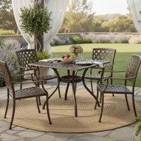 Serb Outdoor Dining Table, 37 Inch Square, Handcrafted Copper Patina Finish -BM320570