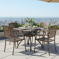 Serb Outdoor Dining Table, 37 Inch Square, Handcrafted Copper Patina Finish -BM320570