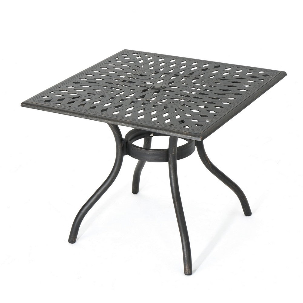 Serb Outdoor Dining Table, 37 Inch Square, Handcrafted Copper Patina Finish -BM320570