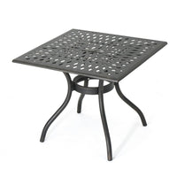 Serb Outdoor Dining Table, 37 Inch Square, Handcrafted Copper Patina Finish -BM320570