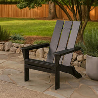 Foldable Outdoor Adirondack Chair, Rustic Black Steel and Acacia Wood -BM320571