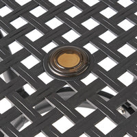 Cay Outdoor Dining Table, 40 Inch Square Top, Black Lattice Metal Design -BM320577