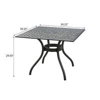 Cay Outdoor Dining Table, 40 Inch Square Top, Black Lattice Metal Design -BM320577