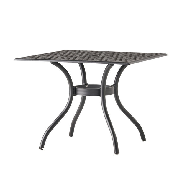 Cay Outdoor Dining Table, 40 Inch Square Top, Black Lattice Metal Design -BM320577