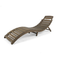 Hanie Outdoor Foldable Chaise Lounger, 73 Inch, Slatted Gray Acacia Wood -BM320580