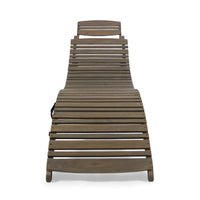Hanie Outdoor Foldable Chaise Lounger, 73 Inch, Slatted Gray Acacia Wood -BM320580