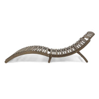 Hanie Outdoor Foldable Chaise Lounger, 73 Inch, Slatted Gray Acacia Wood -BM320580