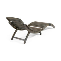 Hanie Outdoor Foldable Chaise Lounger, 73 Inch, Slatted Gray Acacia Wood -BM320580