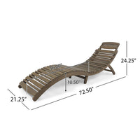Hanie Outdoor Foldable Chaise Lounger, 73 Inch, Slatted Gray Acacia Wood -BM320580