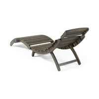 Hanie Outdoor Foldable Chaise Lounger, 73 Inch, Slatted Gray Acacia Wood -BM320580