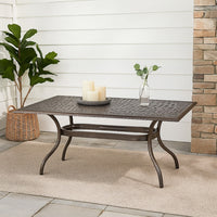 Toni Outdoor Table, 67 Inch Rectangular Top, Lattice Bronze Aluminium -BM320581