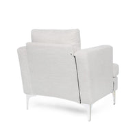 Accent Club Chair, Padded Back and Seat, Modern Silver Legs, Beige Fabric -BM320584