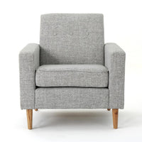 Accent Club Chair, Modern Light Gray Padded Seat, Angled Legs, Rubberwood -BM320585
