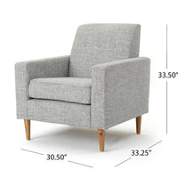 Accent Club Chair, Modern Light Gray Padded Seat, Angled Legs, Rubberwood -BM320585