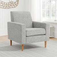Accent Club Chair, Modern Light Gray Padded Seat, Angled Legs, Rubberwood -BM320585