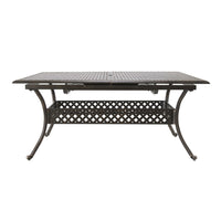 Dining Table, 64-82 Inch Extendable Acacia Wood Top, Aluminium, Dark Brown -BM320587