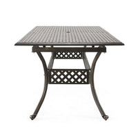 Dining Table, 64-82 Inch Extendable Acacia Wood Top, Aluminium, Dark Brown -BM320587