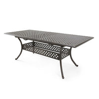 Dining Table, 64-82 Inch Extendable Acacia Wood Top, Aluminium, Dark Brown -BM320587