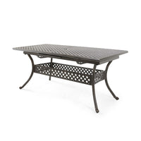 Dining Table, 64-82 Inch Extendable Acacia Wood Top, Aluminium, Dark Brown -BM320587