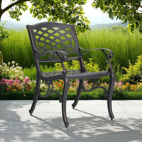 Toni Outdoor Armchair, Scrolled Lattice Pattern, Cabriole Legs Copper Metal -BM320588