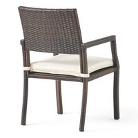 Roeh Outdoor Dining Chair Set of 2, Contemporary Wicker and Brown Fabric -BM320589