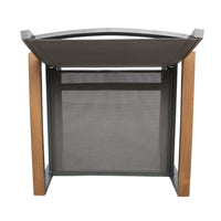 Outdoor Dining Chair Set of 2, Gray Mesh Seat and Brown Faux Wood, Metal -BM320590