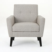 Accent Club Chair, Nailhead Trim Scrolled Arms, Birch Wood and Beige Fabric -BM320591