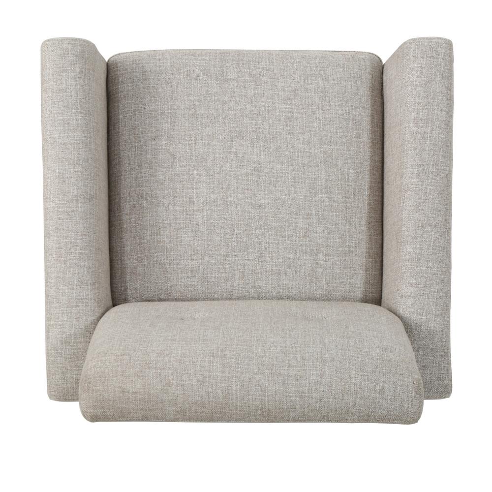 Accent Club Chair, Nailhead Trim Scrolled Arms, Birch Wood and Beige Fabric -BM320591