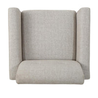 Accent Club Chair, Nailhead Trim Scrolled Arms, Birch Wood and Beige Fabric -BM320591