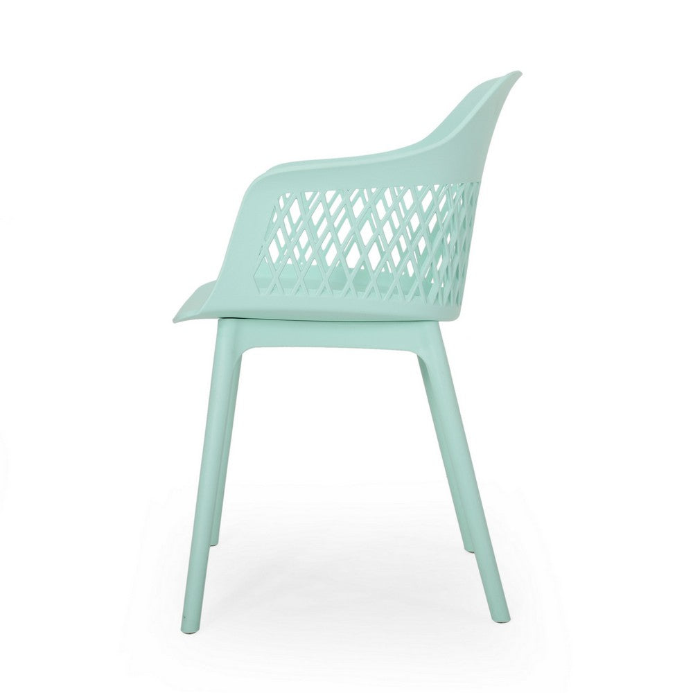 Outdoor Patio Chair, Curved Arms, Weather Resistant Modern Mint Green -BM320593